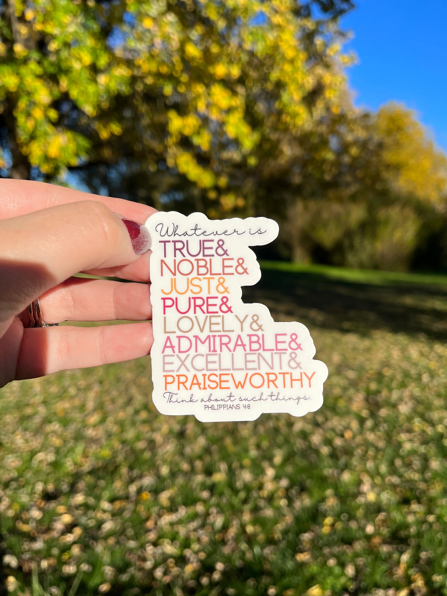 PHILIPPIANS 4:8 STICKER