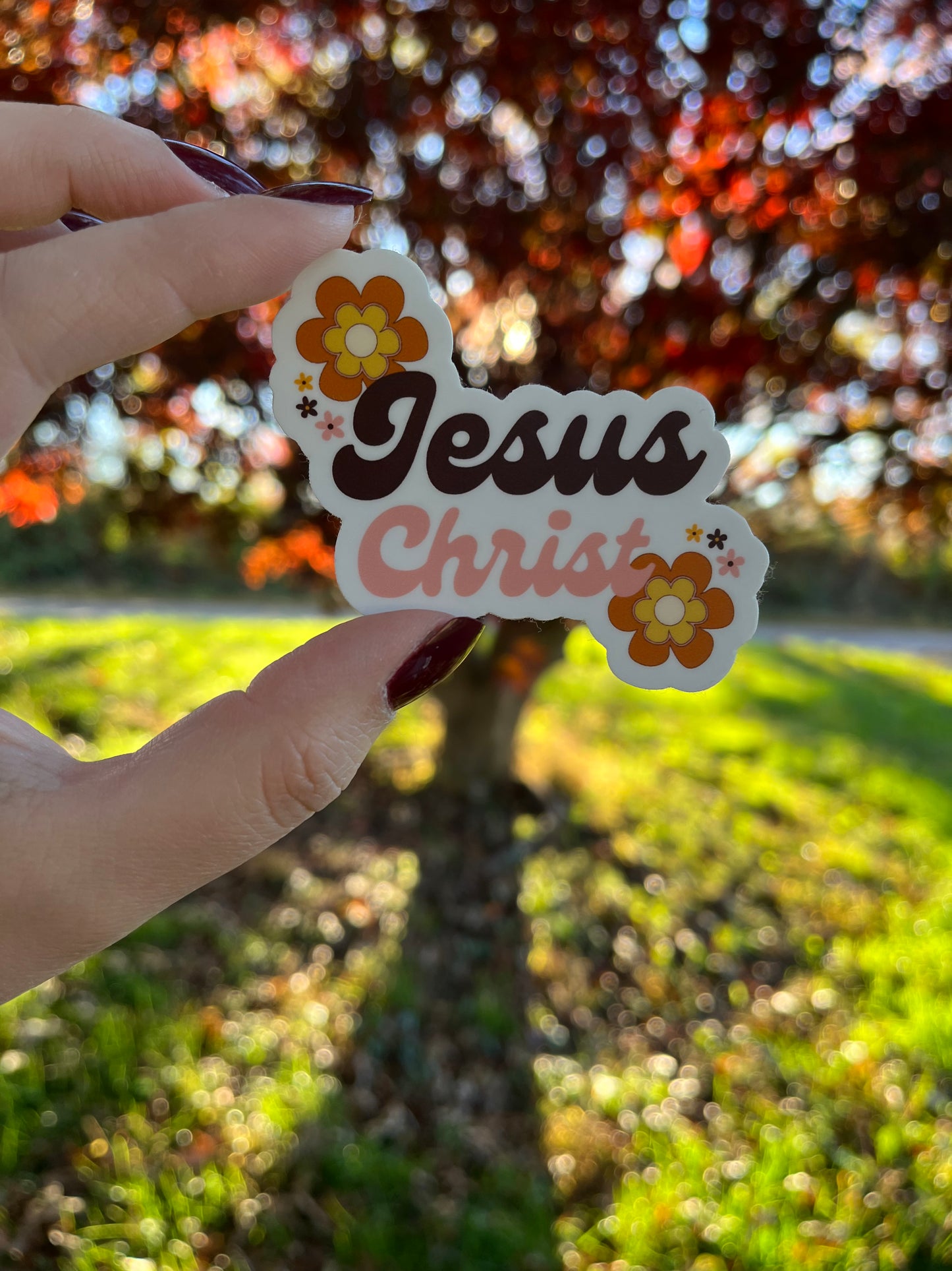 JESUS CHRIST FLOWER STICKER